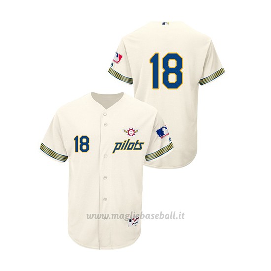 Maglia Baseball Hombre Seattle Mariners 18 Yusei Kikuchi Turn Back The Clock Autentico Cream